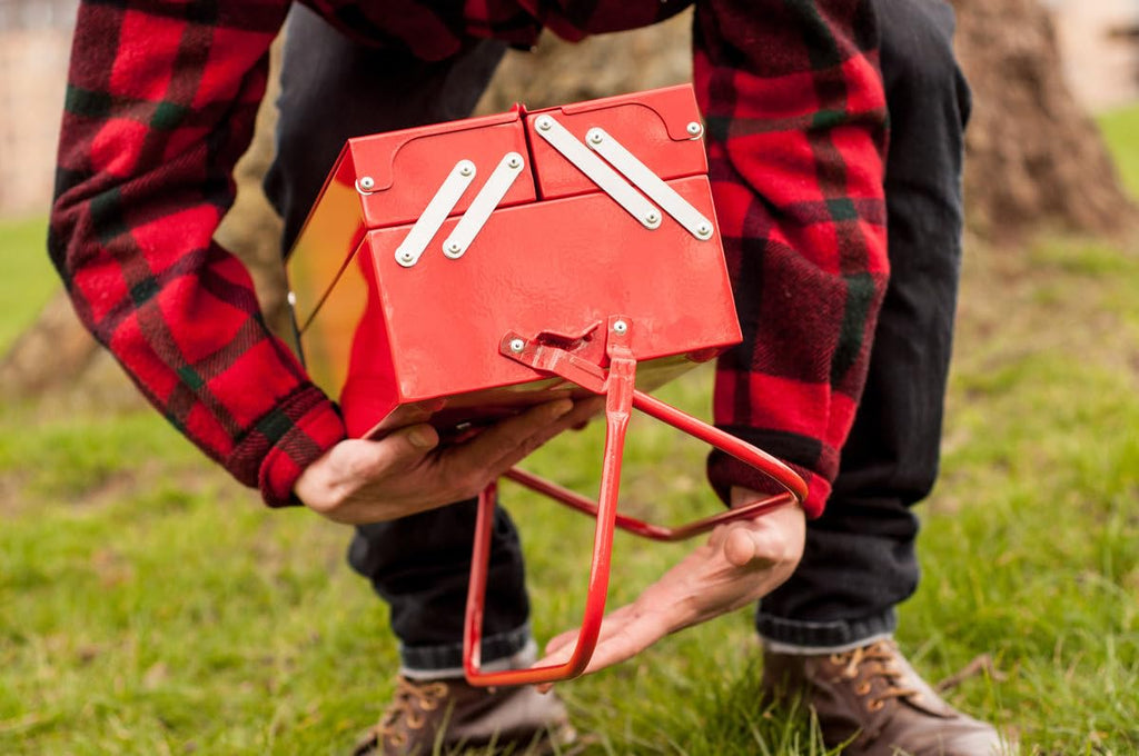 Suck Uk Portable Bbq Tool Box With Carry Handles-Perfect For Camping, Picnics And Alfresco Dining, 8.66 X 15.94 X 7.87 In, Red