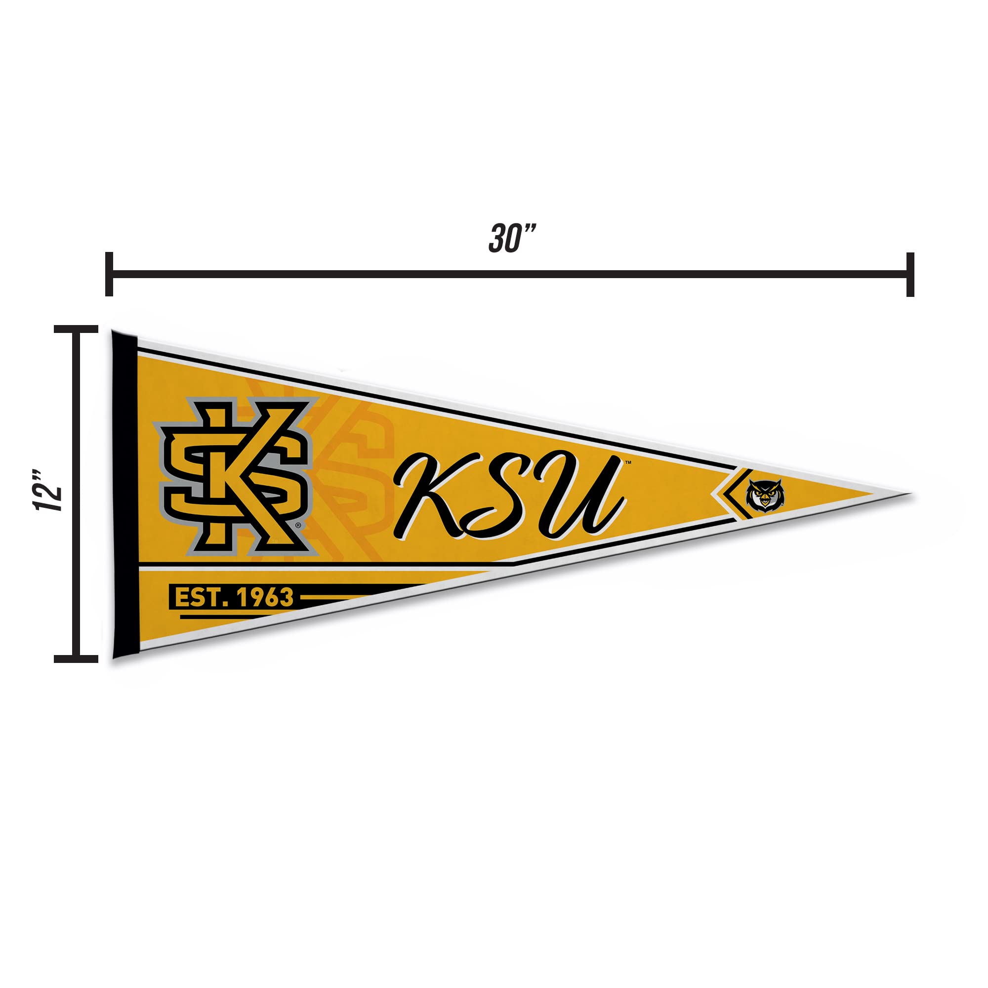 Rico Industries Ncaa Kennesaw State Owls Classic 12'' X 30'' Felt Wall D  Cor Pennant - Great For Home/Bed Room/Man Cave D  Cor