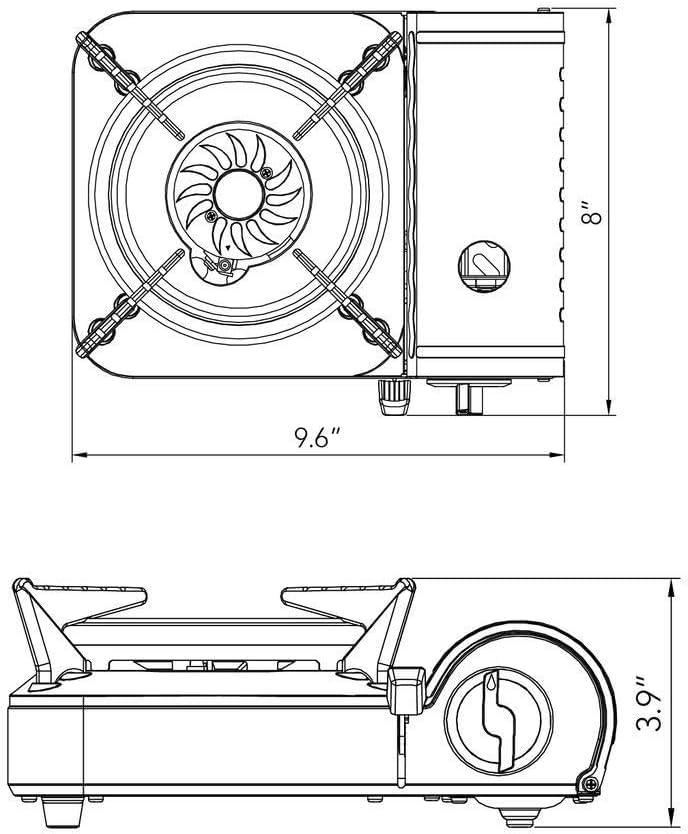 Gas One Gs-800A Emergency Gear Camping Mini Butane Portable Gas Stove With Carrying Case, Stainless Steel, White