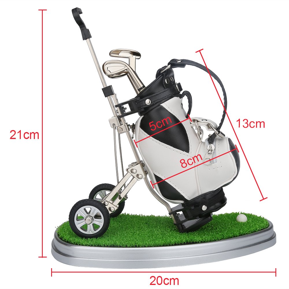 10L0L Golf Pen Holder With 3 Pieces Golf Club Pens Set Unique Golf Golf Desk Decor Gifts Souvenirs For Men - Black + White