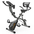 USLIM Foldable Exercise Bike for Home, Indoor Stationary Bike with Ergonomic Mesh Backrest, 2 In 1 Full Body Quiet Workout with 