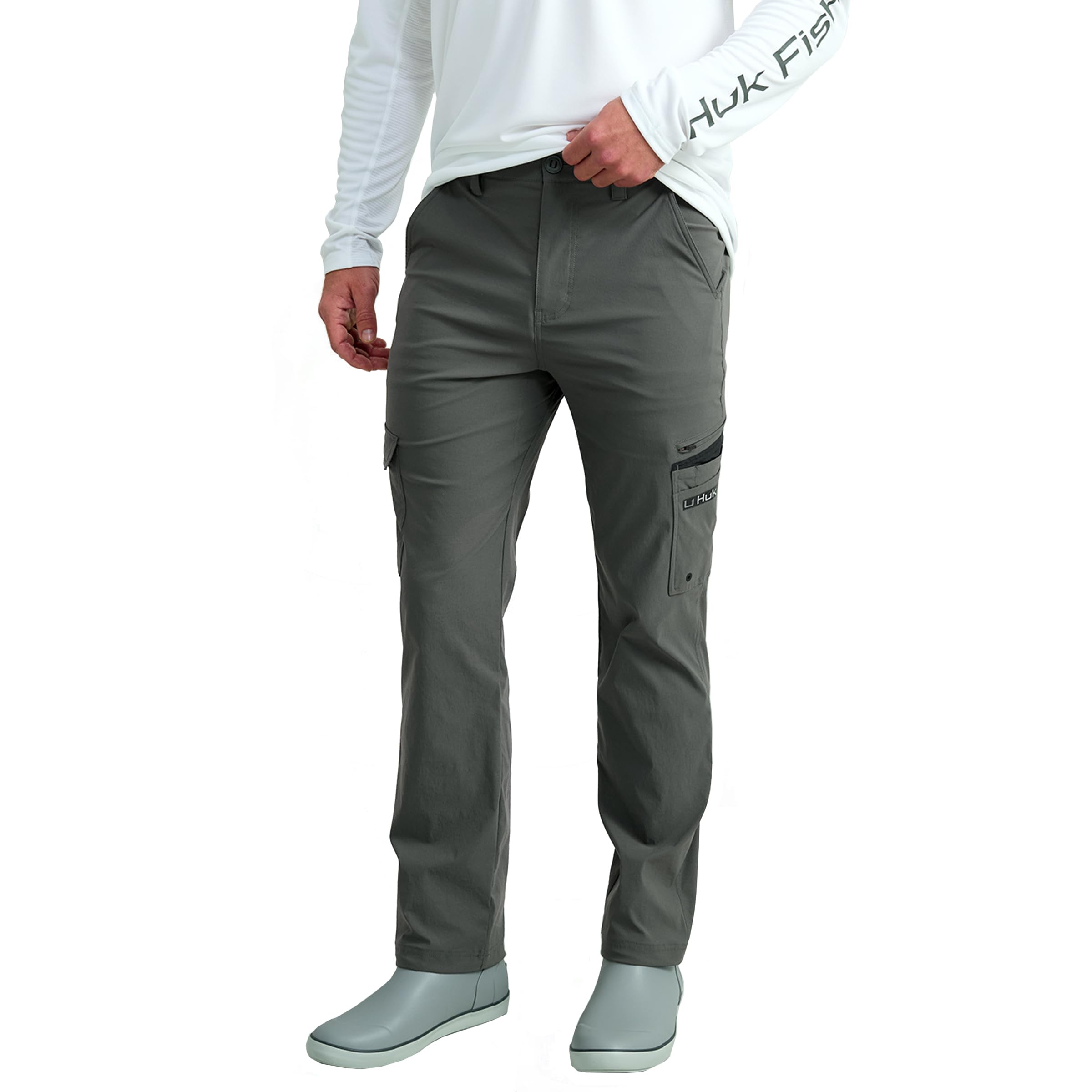 Huk Mens Huk Icon Pro Pant, Performance Fishing Cargo Pocket Pants, Volcanic Ash, 38