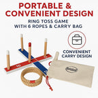 Bolaball Ring Toss Game - Outdoor Lawn Game for Kids & Adults, Wood/Plastic, Red & Blue, Model 317573, 6 Ropes