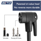 Beto Bike Pump Portable - Bicycle Floor Pump With Industrial Top-Mounted Gauge & Air Bleed Button - Presta Schrader Dunlop Valve