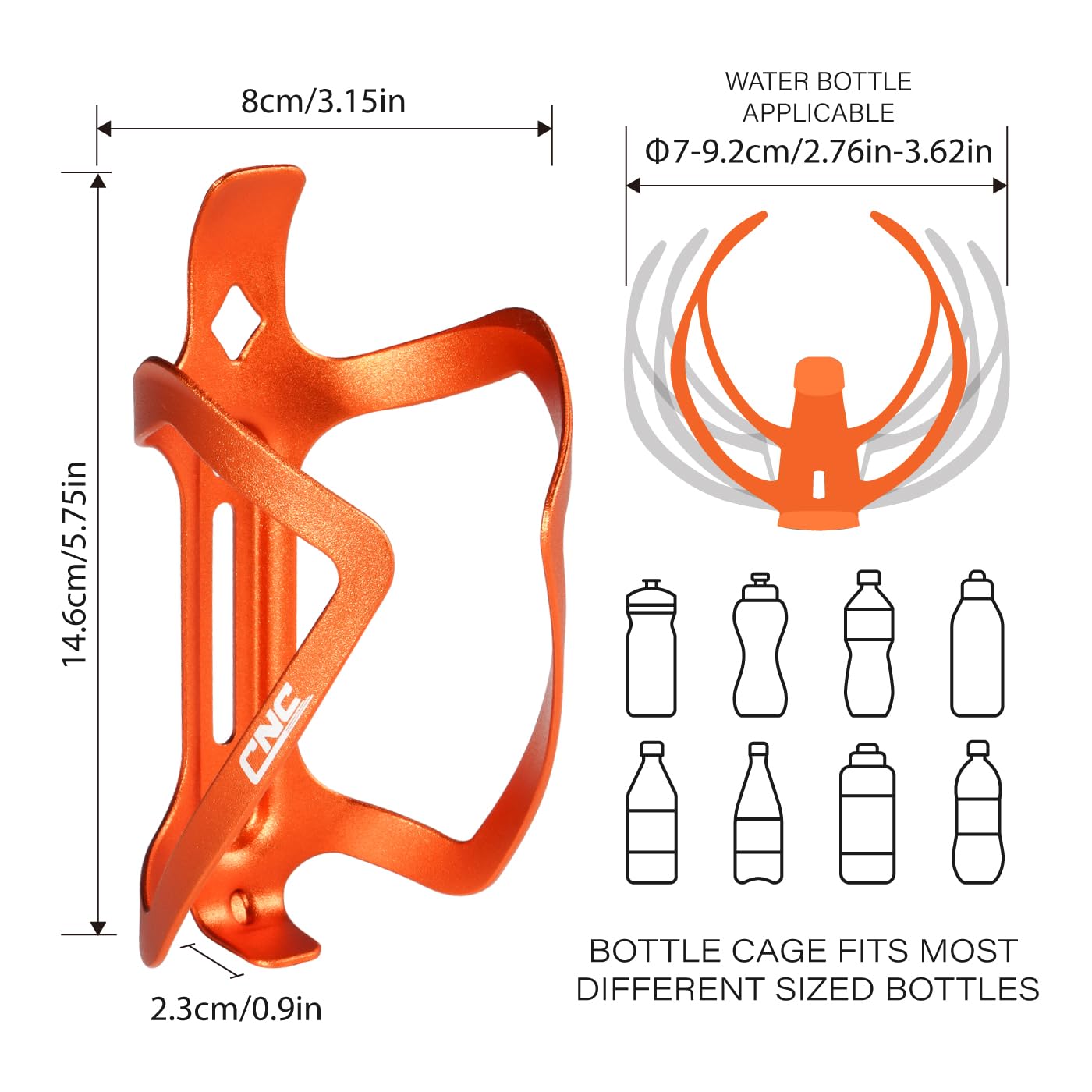 Cnc Bike Water Bottle Holder, Aluminum Bike Water Bottle Cage For Road Bike/Mountain Bike 2-Pack,Orange