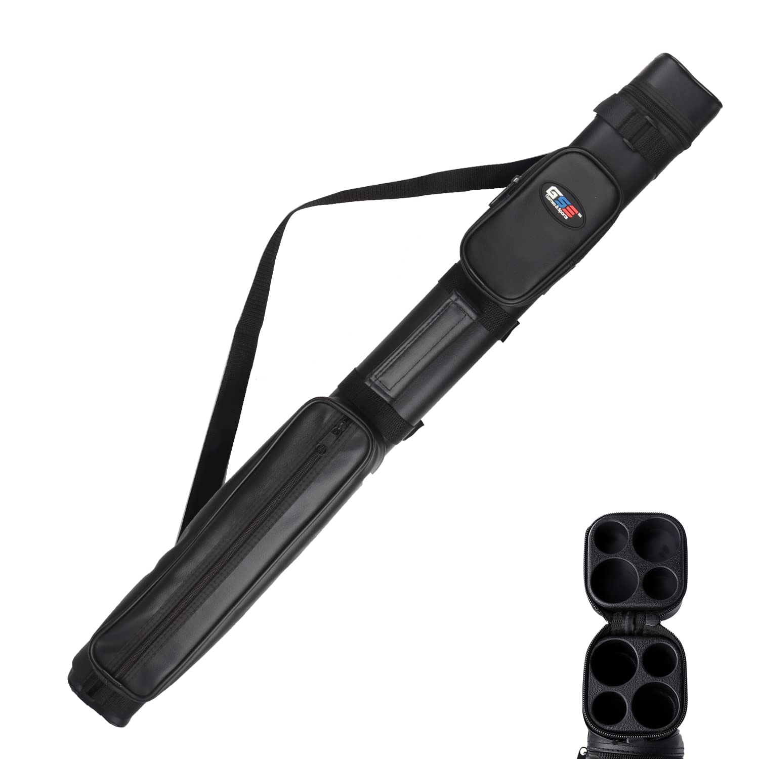 Gse 2X2 Deluxe Hard Billiard Pool Cue Stick Carrying Case, Billiard Cue Case, Billiards Accessories (Square - Black)