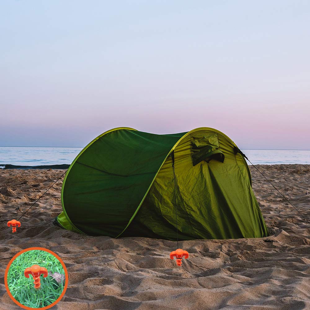 Canopy Stakes Canopy Anchor Beach Tent Stakes Heavy Duty Screw Shape 25 Cm 10 Inch - 4 Pack Orange