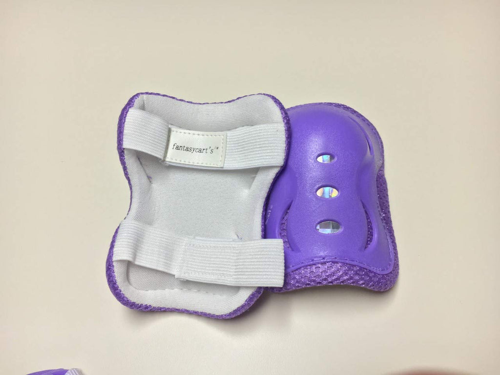 Fantasycart'S Kid'S Roller Blading Wrist Elbow Knee Pads Blades Guard 6 Pcs Set In Purple (Purple)