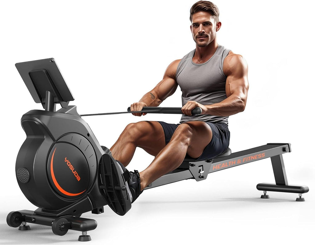 Yosuda Magnetic Rowing Machine 350 Lb Weight Capacity - Rower Machine For Home Use With Lcd Monitor, Tablet Holder And Comfortab