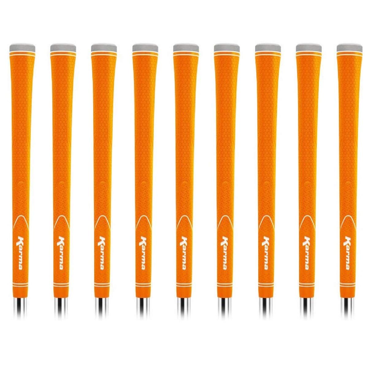 Karma Neion II Orange Golf Grips for Men Standard Size (9 Piece Set), Re Grip with Cool Colorful Soft Rubber Tacky Anti Slip Rep