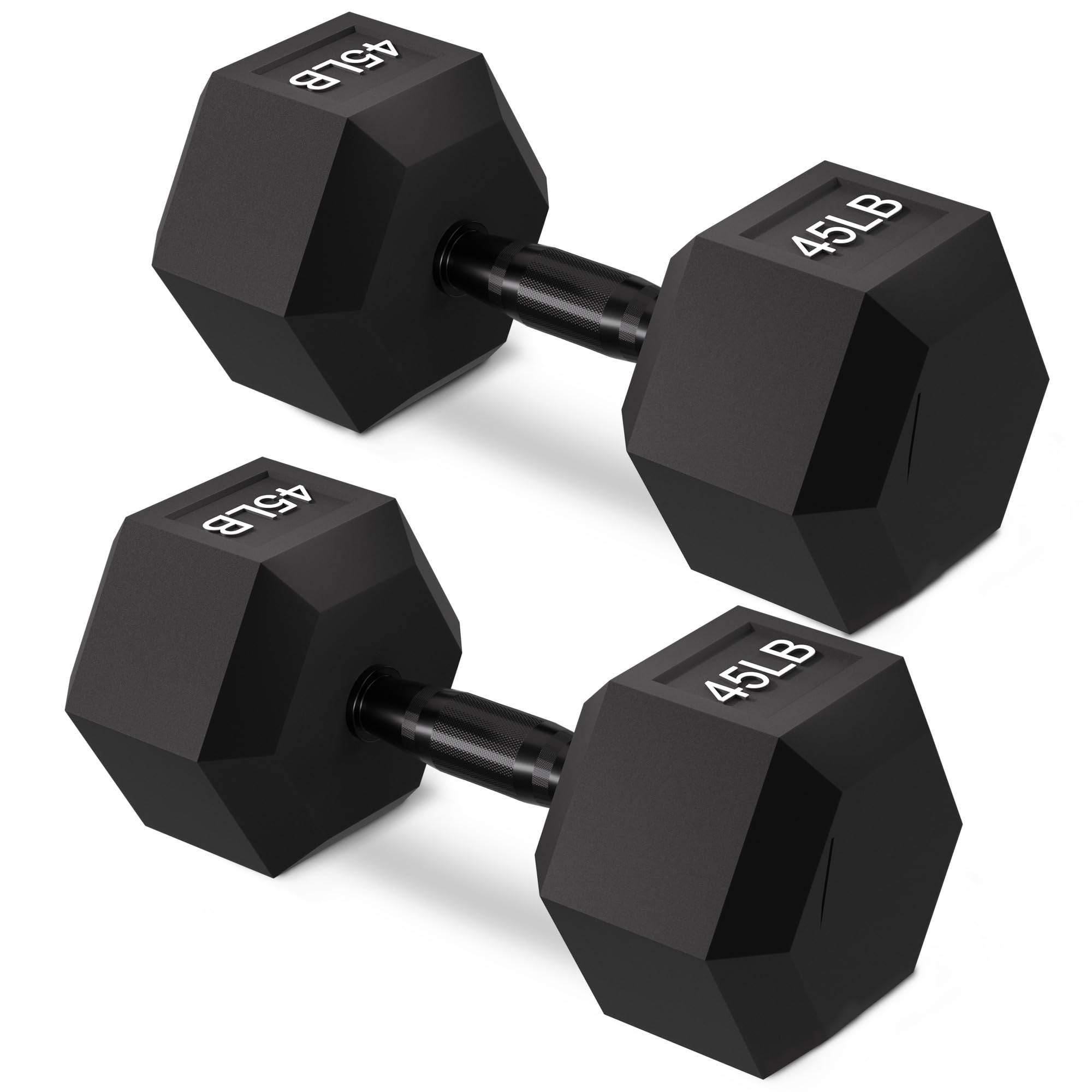 BalanceFrom Rubber Encased Hex Weights Dumbbells Set, Cast Iron Hand Weights with Anti-Slip Grip for Home Gym Strength Training 