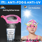 Eversport Kids Swim Goggles, Pack Of 2 Swimming Goggles For Children Teens, Anti-Fog Anti-Uv Youth Swim Glasses Leak Proof For A