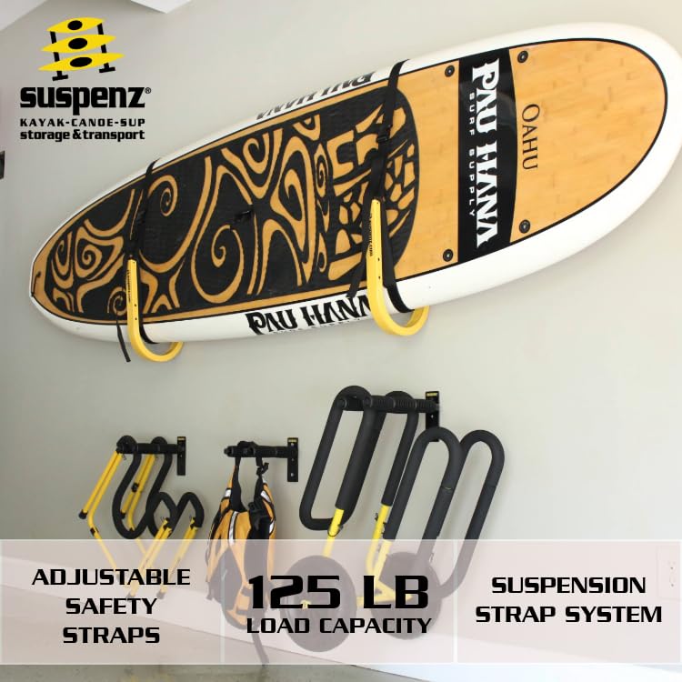 Suspenz Sup Storage Rack, Stand Up Paddle Board And Surfboard Rack With Safety Straps