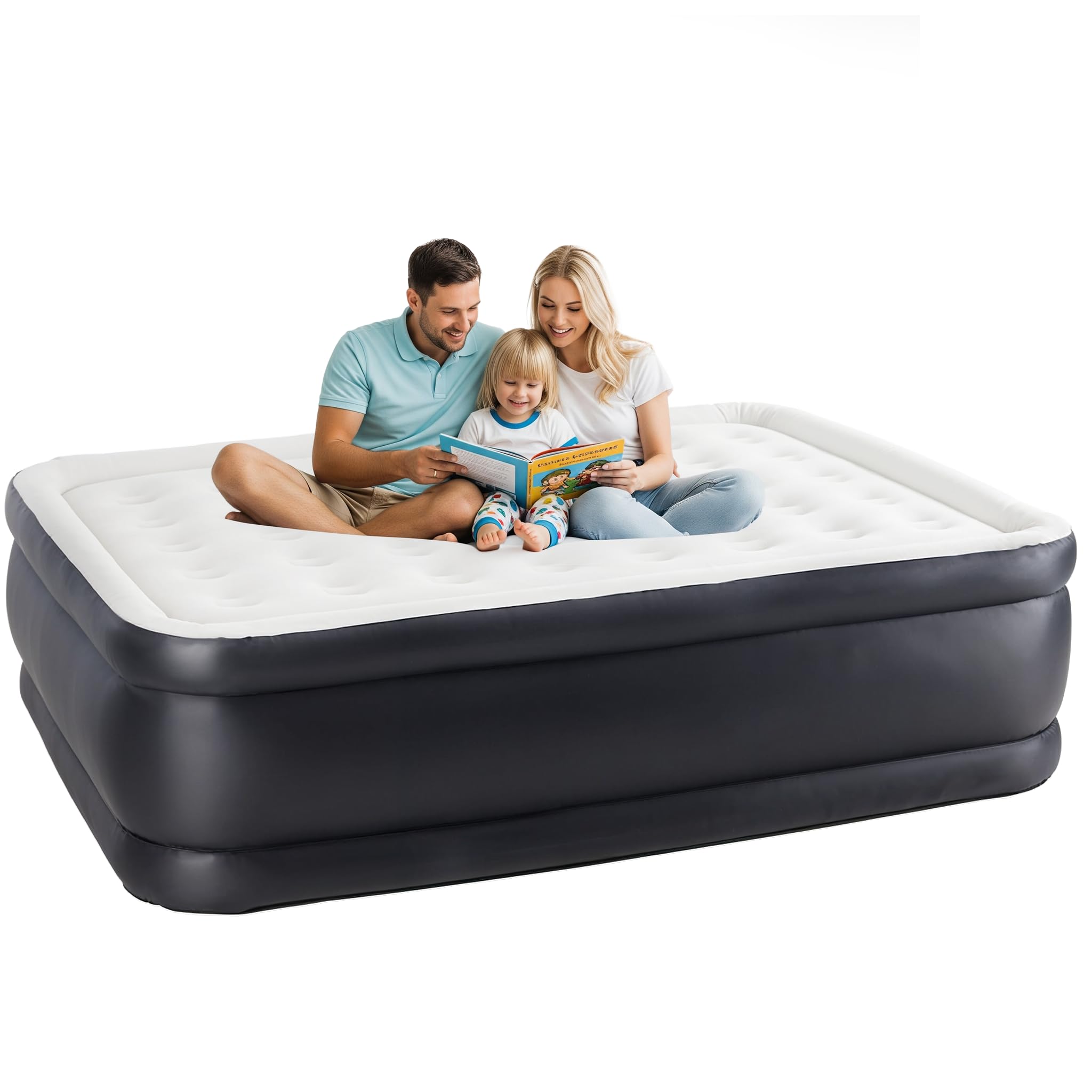Simple Deluxe Queen Camping Air Mattress with Built-in Electric High-Speed Pump, 16 Tall Portable Foldable Waterproof Inflatable