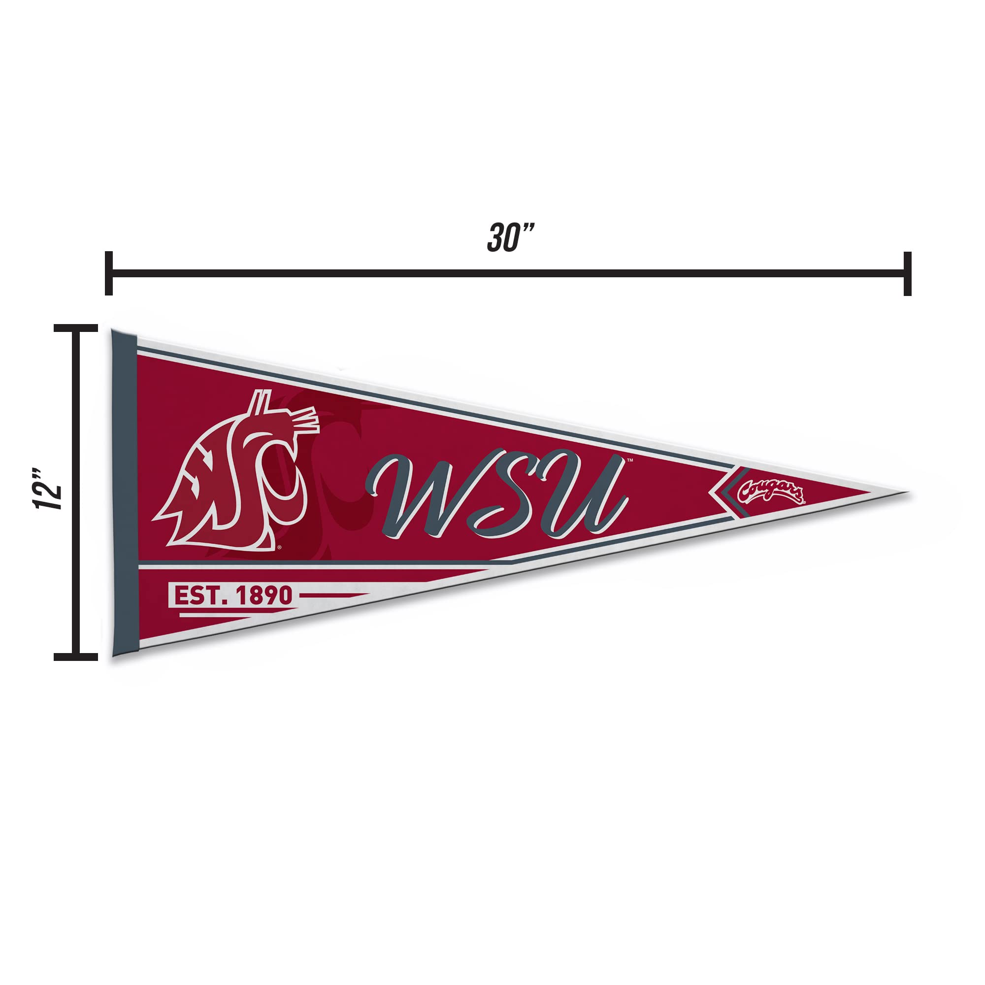 Rico Industries Ncaa Washington State Cougars - Wsu Classic 12'' X 30'' Felt Wall D  Cor Pennant - Great For Home/Bed Room/Man C