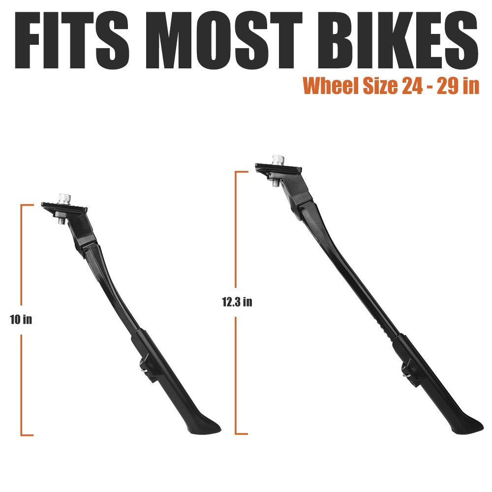 Bv Aluminum Adjustable Bicycle Bike Kickstand With Concealed Spring-Loaded Latch, For 24-29 Inch Bicycles, Silver