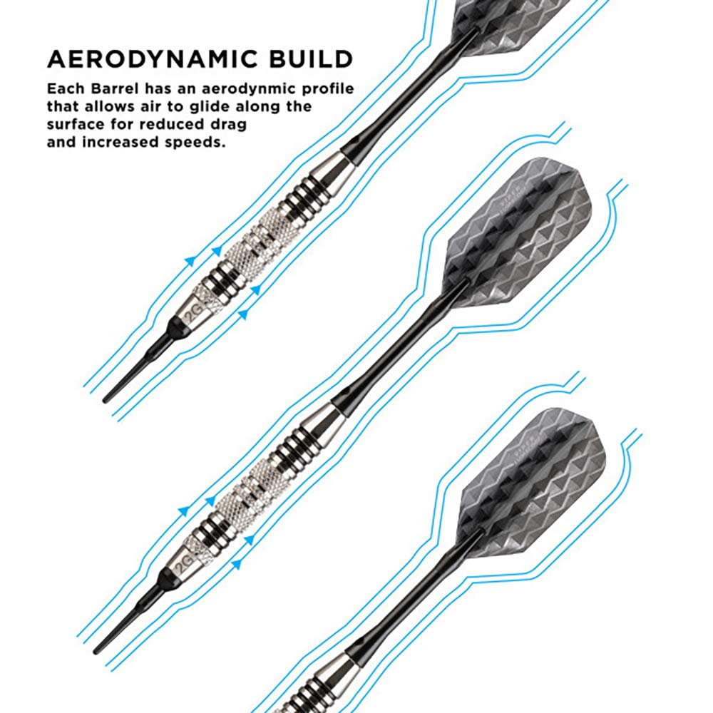 Viper Bobcat Adjustable Weight Soft Tip Darts With Storage/Travel Case: Nickel Silver Plated, Black Rings, 16-19 Grams