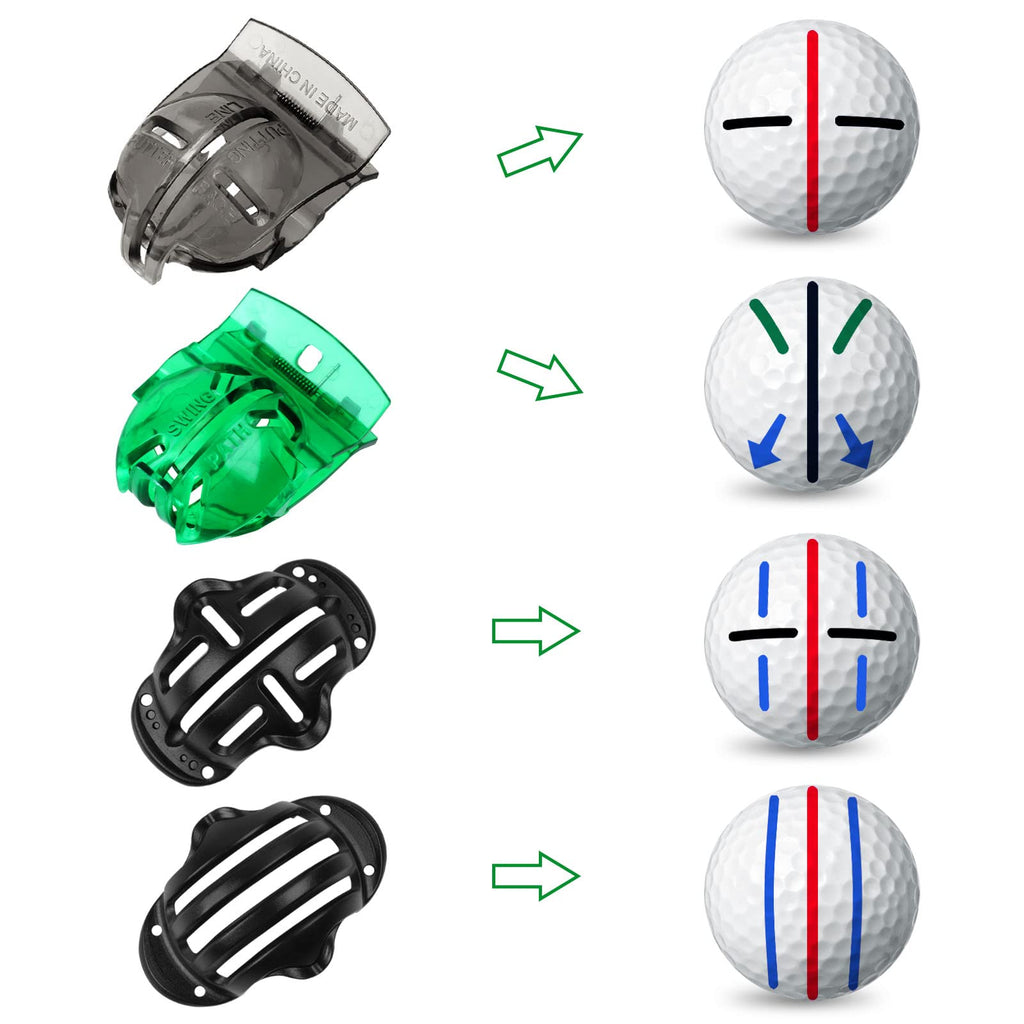 8 Pack Golf Ball Marker Liner Drawing Marker, 4 Golf Ball Marker Stencil And 4 Color Golf Ball Markers, Golf Ball Line Marker To