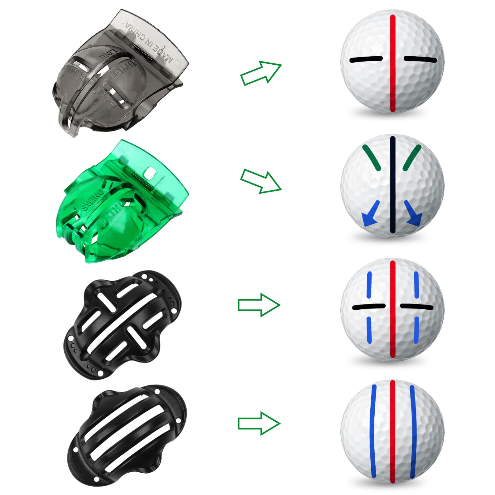 8 Pack Golf Ball Marker Liner Drawing Marker, 4 Golf Ball Marker Stencil And 4 Color Golf Ball Markers, Golf Ball Line Marker To