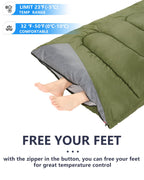 Sleeping Bags For Adults Cold Weather - 20 Degree Big&Tall Size Backpacking Lightweight Waterproof For Girls Boys Mens Teen Wome