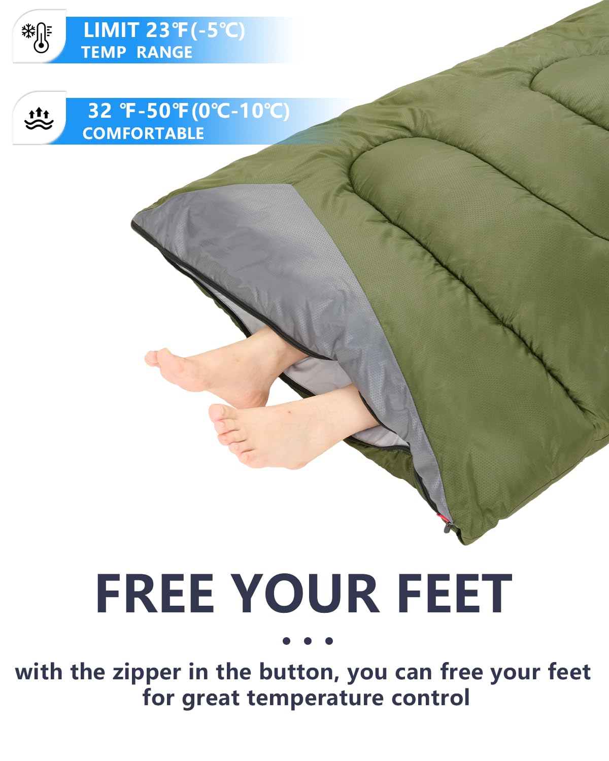 Sleeping Bags For Adults Cold Weather - 20 Degree Big&Tall Size Backpacking Lightweight Waterproof For Girls Boys Mens Teen Wome