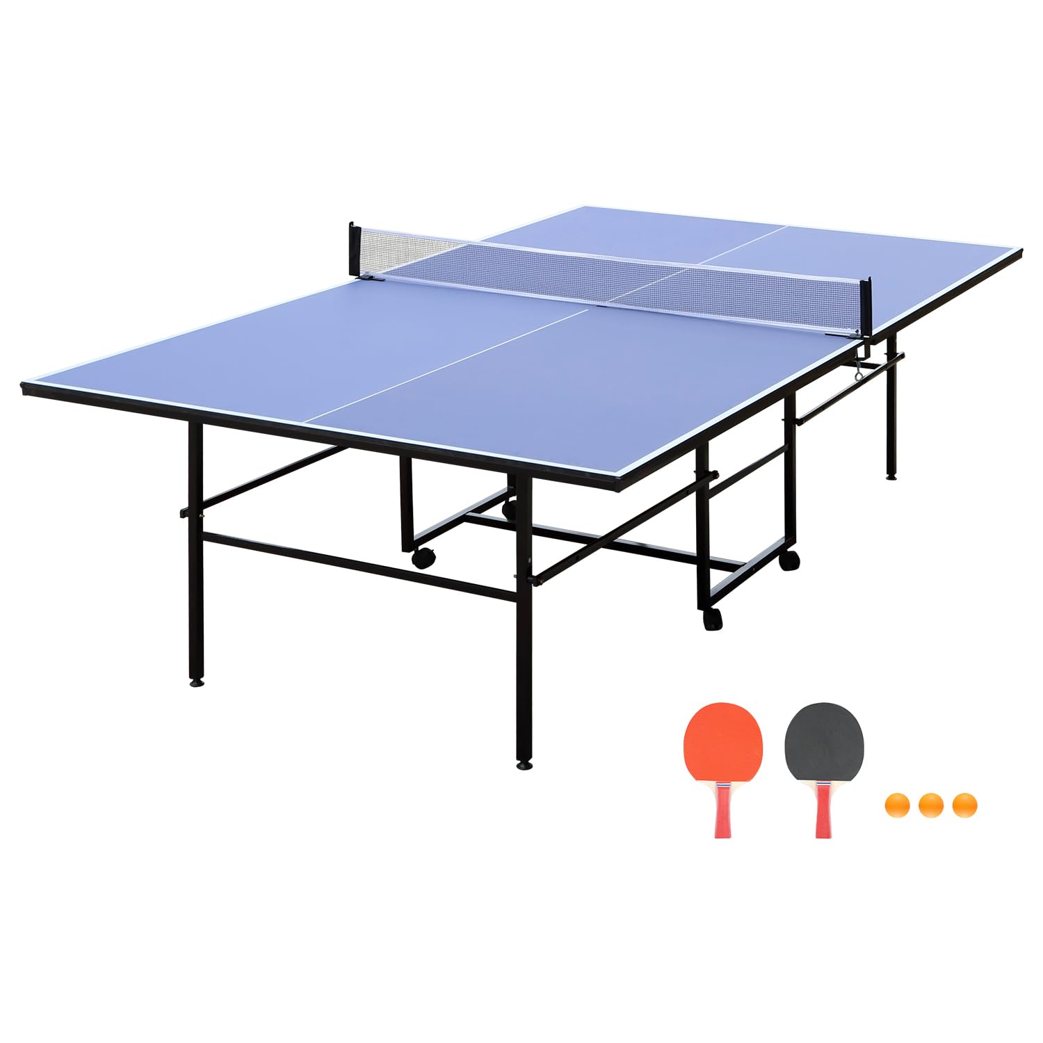GarveeLife Portable Ping Pong Table, 9 FT Professional Indoor/Outdoor Table Tennis Tables Game Set with Net, 2 Tennis Paddles an