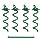 7Penn Spiral Ground Anchors - 8 Inch Green Tent Stakes Heavy Duty Ground Screw Anchor Twist Stakes, 4 Pack