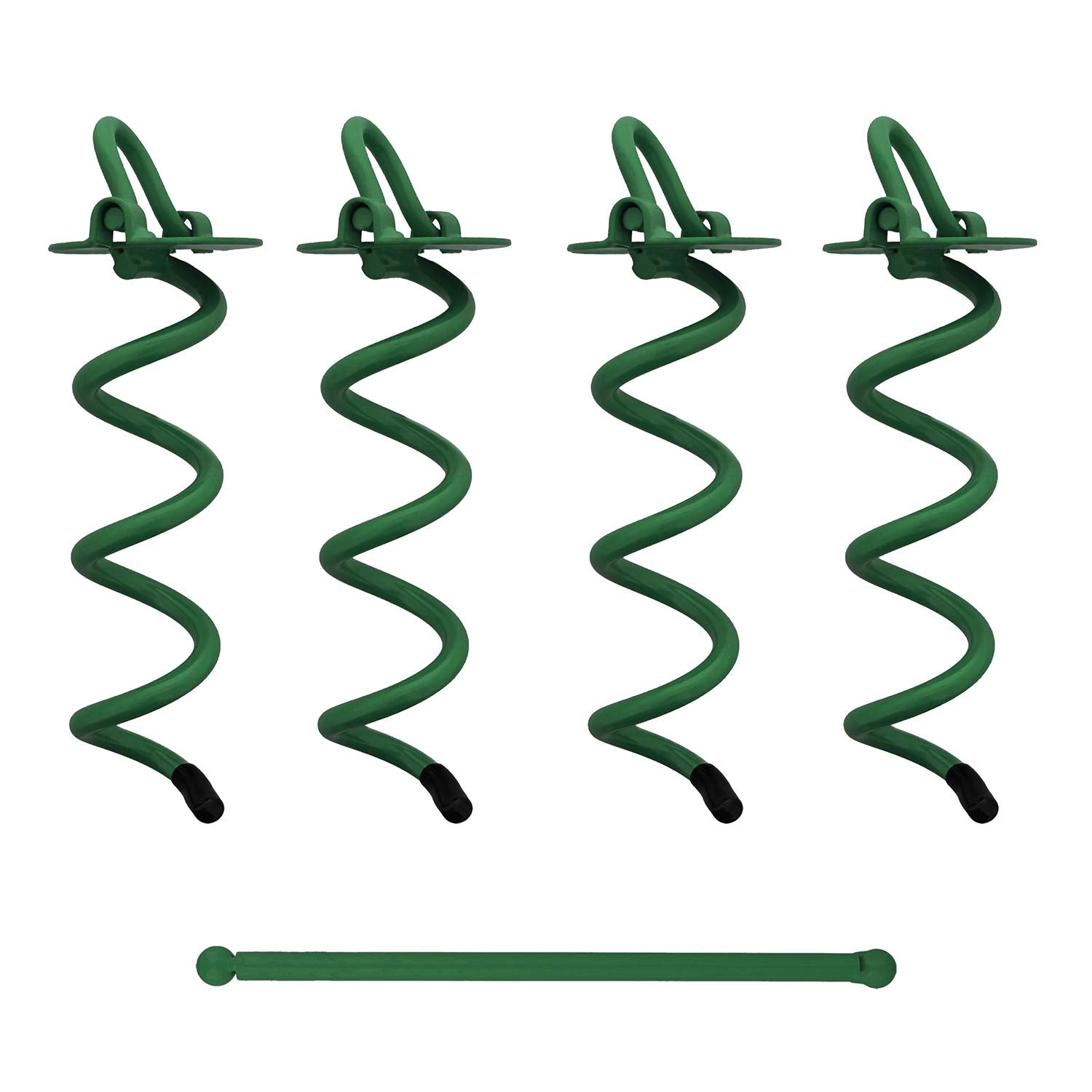 7Penn Spiral Ground Anchors - 8 Inch Green Tent Stakes Heavy Duty Ground Screw Anchor Twist Stakes, 4 Pack
