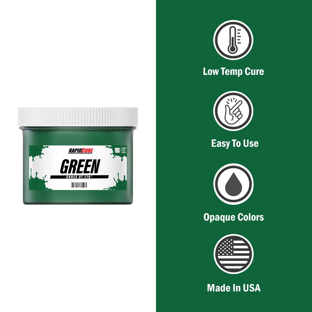 Rapid Curea Screen Printing Ink Green (Gallon - 128Oz) - Plastisol Ink For Screen Printing Fabric - Low Temperature Curing Plast