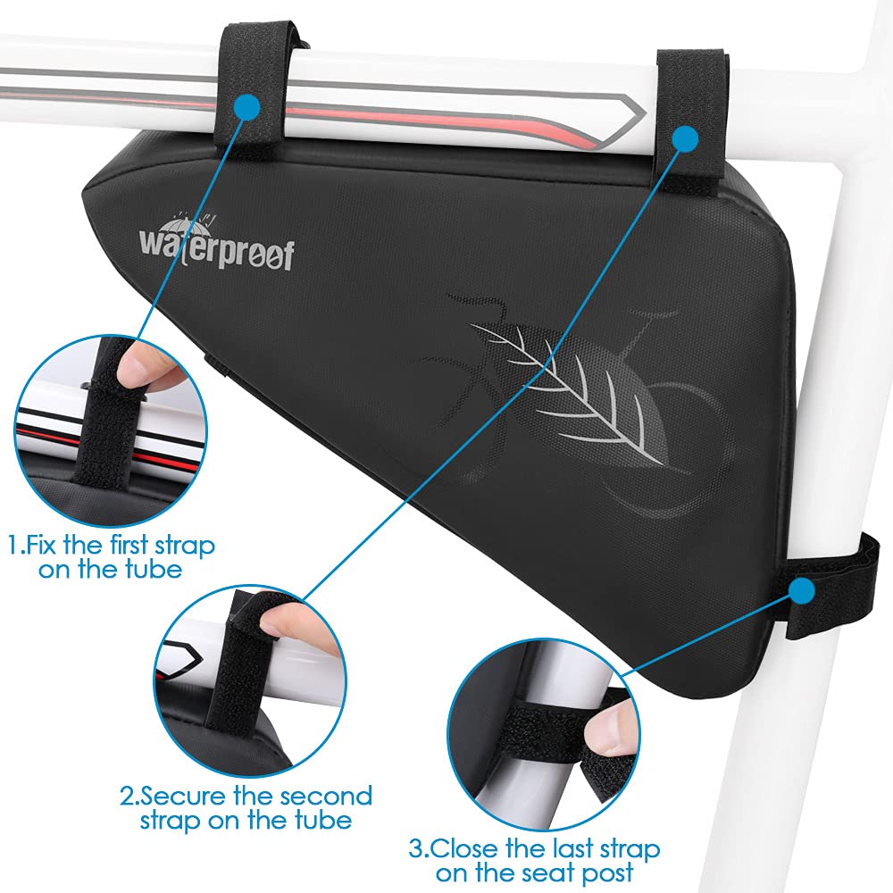 Wotow Bike Tire Repair Tool Kit, Waterproof Frame Storage Bag & Mini Bike Pump & 11 In 1 Multitool & Bicycle Tyre Lever Patch Po