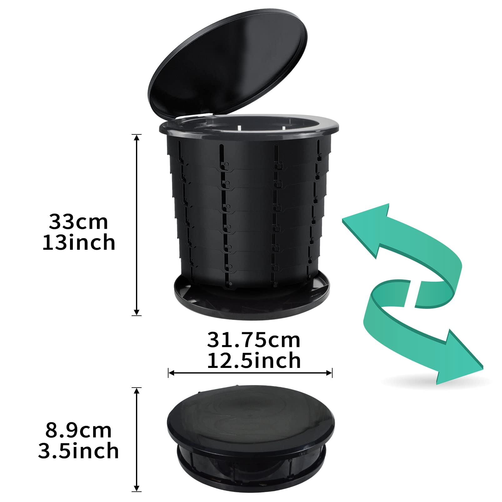 Sailortenx Portable Camping Toilet Bucket | Folding Retractable Potty For Adults With Bags | Outdoor Camp Boat Toilet