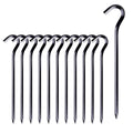 Tent Pegs - 12Pcs Aluminium Tent Stakes Pegs With Hook - 7 Hexagon Rod Stakes Nail Spike Garden Stakes Camping Pegs For Pitching