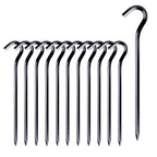 Tent Pegs - 12Pcs Aluminium Tent Stakes Pegs With Hook - 7 Hexagon Rod Stakes Nail Spike Garden Stakes Camping Pegs For Pitching