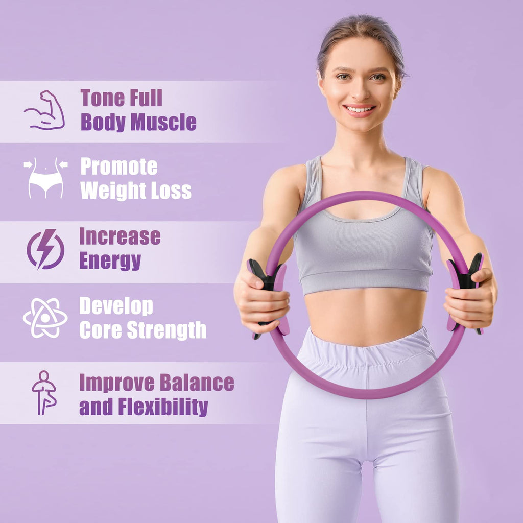 Ritfit Pilates Ring Circle - 14 Inch Magic Fitness Circle For Toning Inner & Outer Thighs, Bonus Workout Guide Included (Purple)