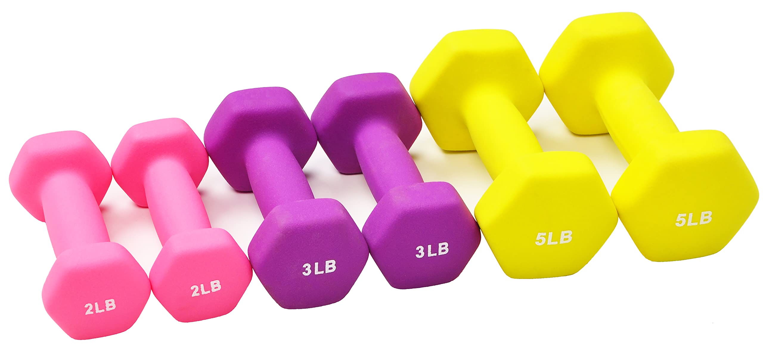 Fitvids Set of 6 Neoprene Dumbbell Hand Weights, Set with Rack: 2/3/5 Pairs