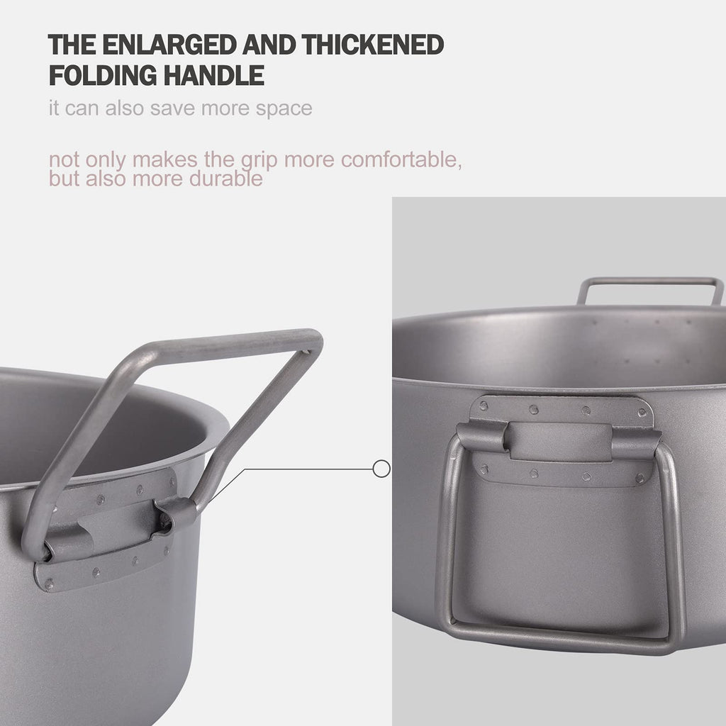 Boundless Voyage Outdoor Camping Titanium Pot 2L Stockpot With Lid Folding Handle Hiking Picnic Portable Big Capacity Soup Pot H