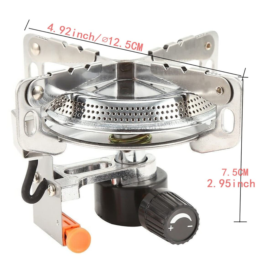 Dzrzvd Windproof Portable Backpacking Stove Burner With Piezo Ignition,Stove Adapter,Plastic Storage Box,Lightweight,Propane But