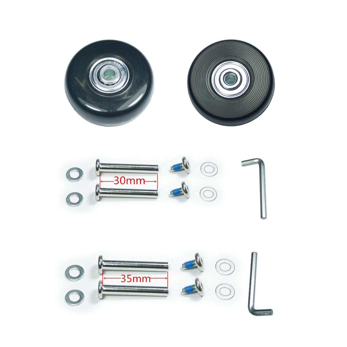 F-Ber Luggage Suitcase Wheels Replacement Kit 64Mm X 18Mm With Abec 608Zz Inline Outdoor Skate Replacement Wheels, One Set Of (2