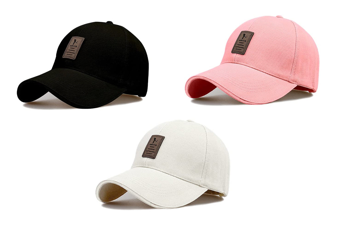 Alamos Pack Of 3 Caps For Men Women Baseball Cap (Free Size) (Black,Pink,White)