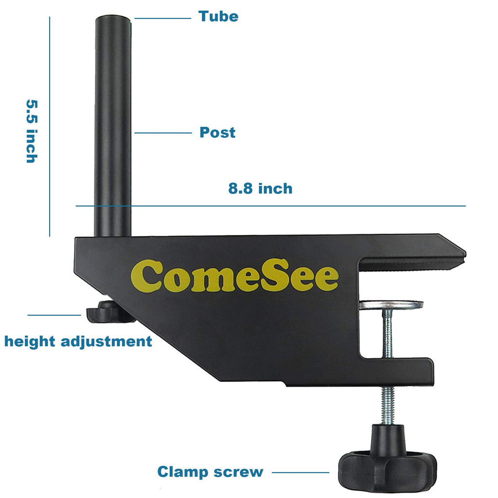 Comesee Professional Table Tennis Ping Pong Net Post Set Strength Screw Clamp With Net Clip Insert, 1.65 Inch Width Grip Holder,