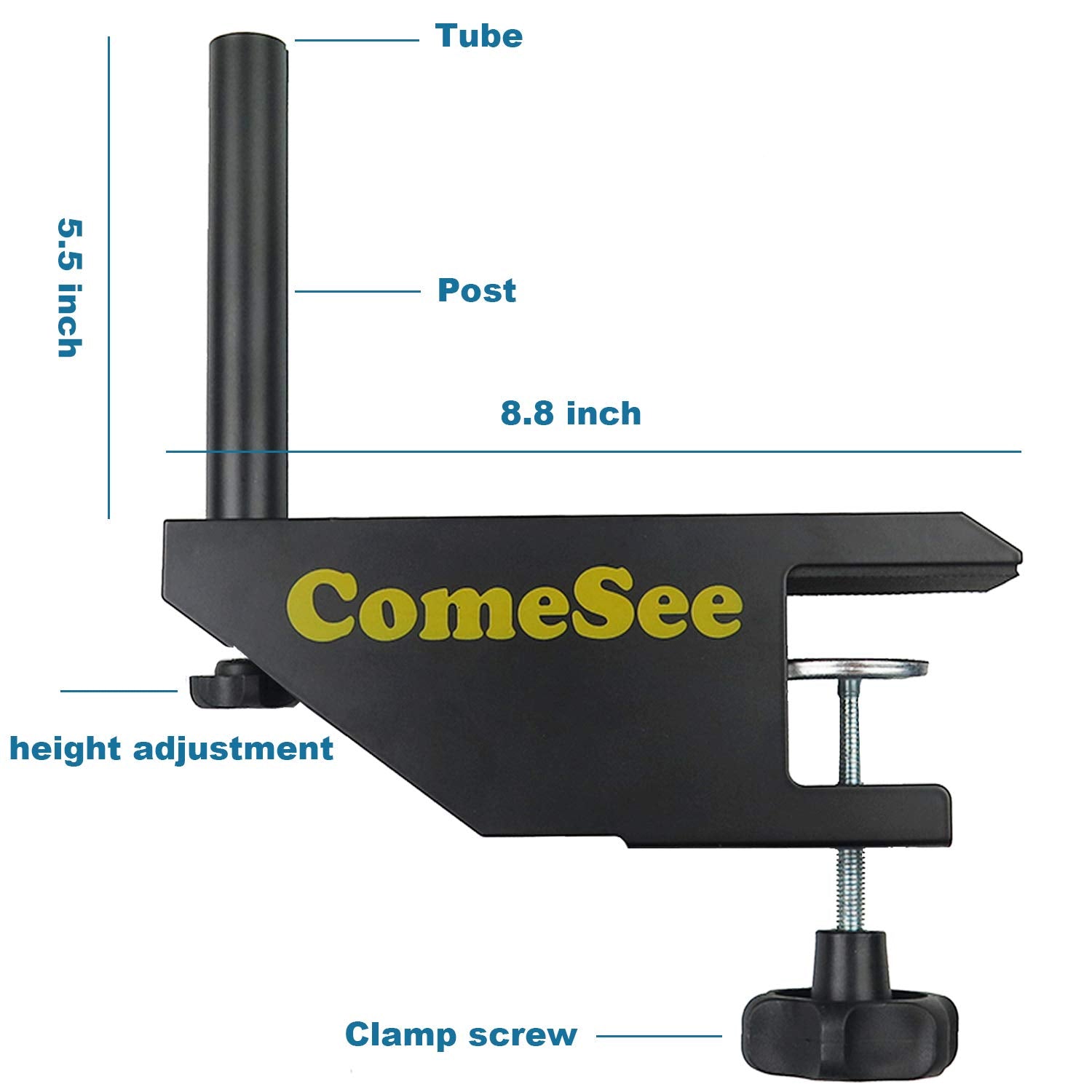 Comesee Professional Table Tennis Ping Pong Net Post Set Strength Screw Clamp With Net Clip Insert, 1.65 Inch Width Grip Holder,