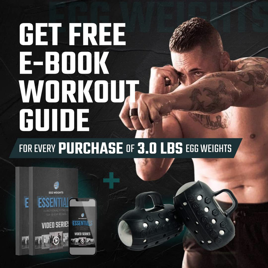 Handheld Weights Cardio Max 3.0 Lbs (2 Eggs, 1.5 B Each) Stainless Steel Set (Black) + Free E-Book Workout Guide. Palm-Centered