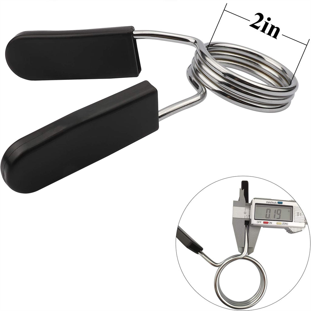 Euway Weight Bar Clips Barbell Clamps 2 Inch For Olympic Bar Spring Lock Collars For Weightlifting, Strength Training, Working O