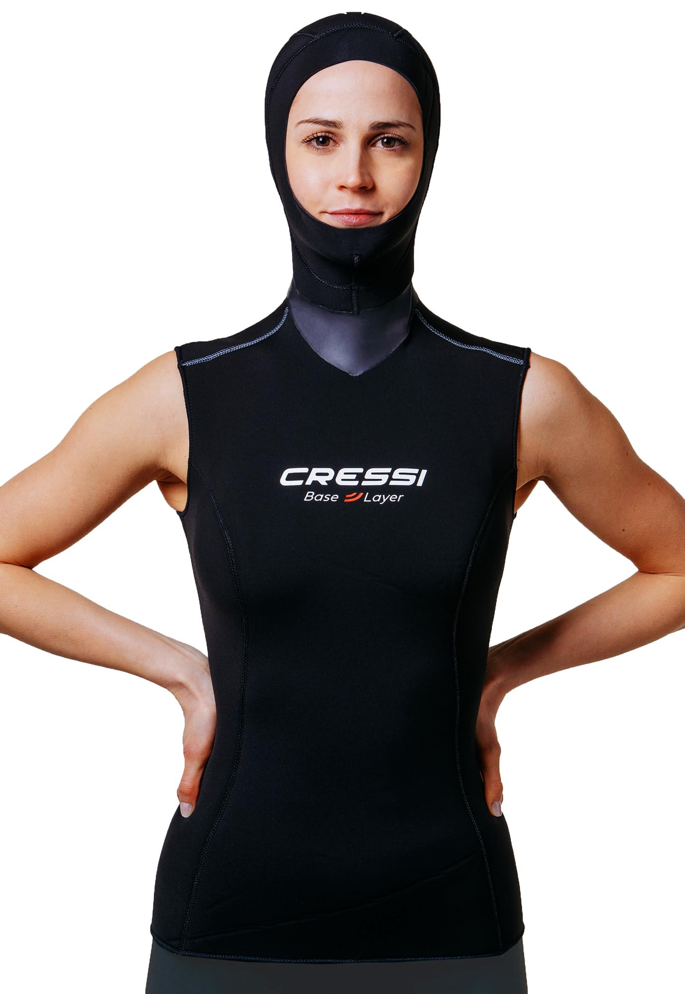Cressi Base Layer Hooded Vest 2.5/5mm Thermal Undersuits, Black, 2.5/5 mm, L