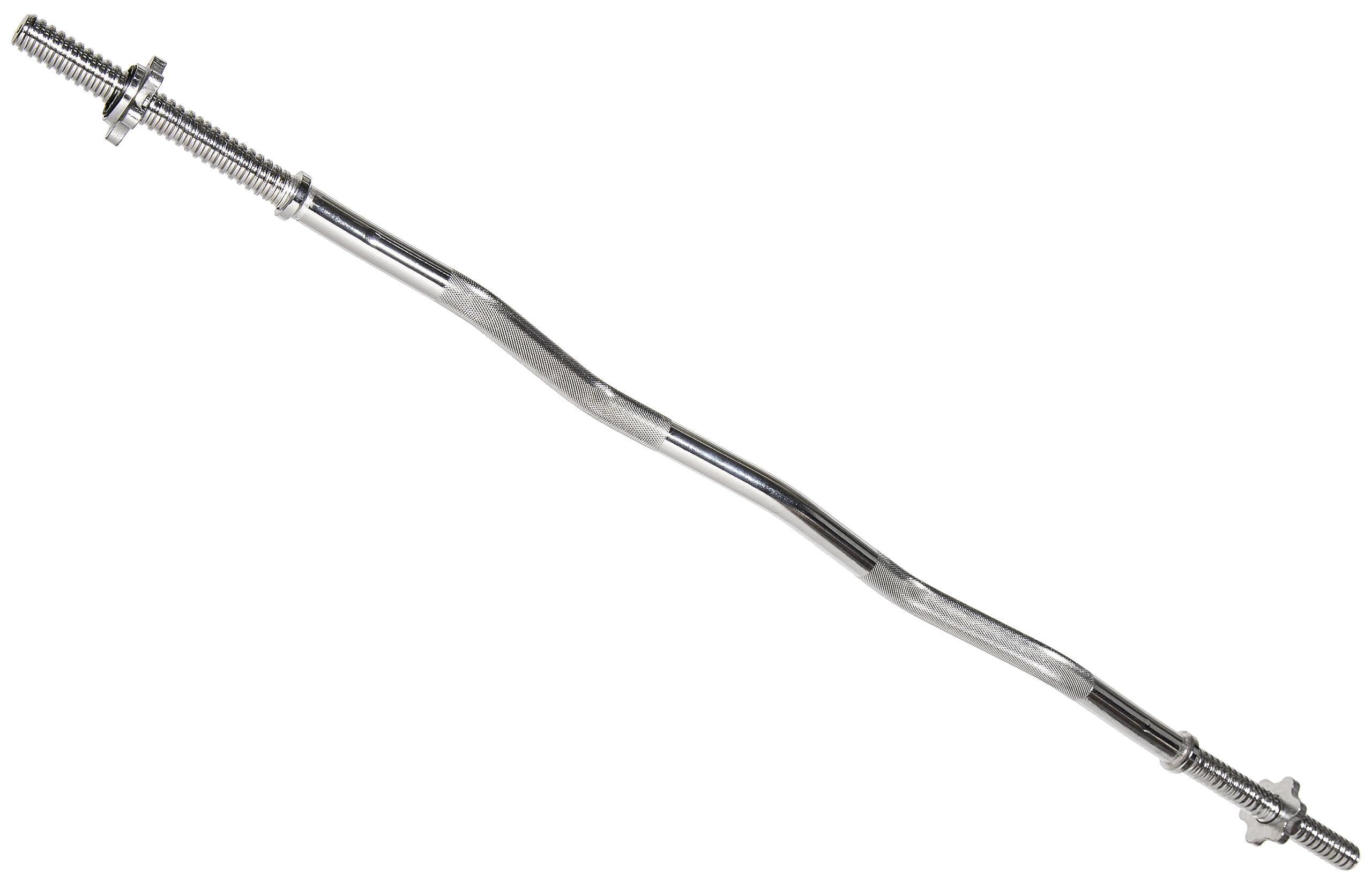 Fitvids 1 Inch Standard Barbell Bar, 48 Threaded Curl Bar with Star Locks for Weight Lifting, Chrome