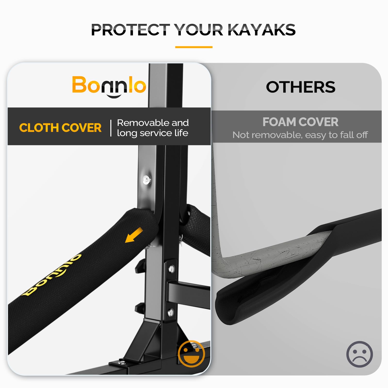 Bonnlo Freestanding Kayak Stand for Canoe, Boat, Paddle Board, SUP, Surfboard - Indoor/Outdoor Storage, Lockable Wheels, Adjusta