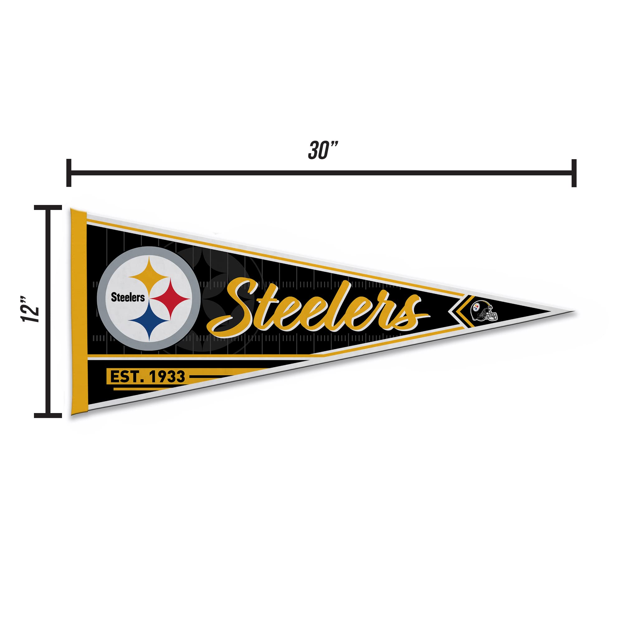 Rico Industries Nfl Football Pittsburgh Steelers Classic 12'' X 30'' Felt Wall D  Cor Pennant - Great For Home/Bed Room/Man Cave