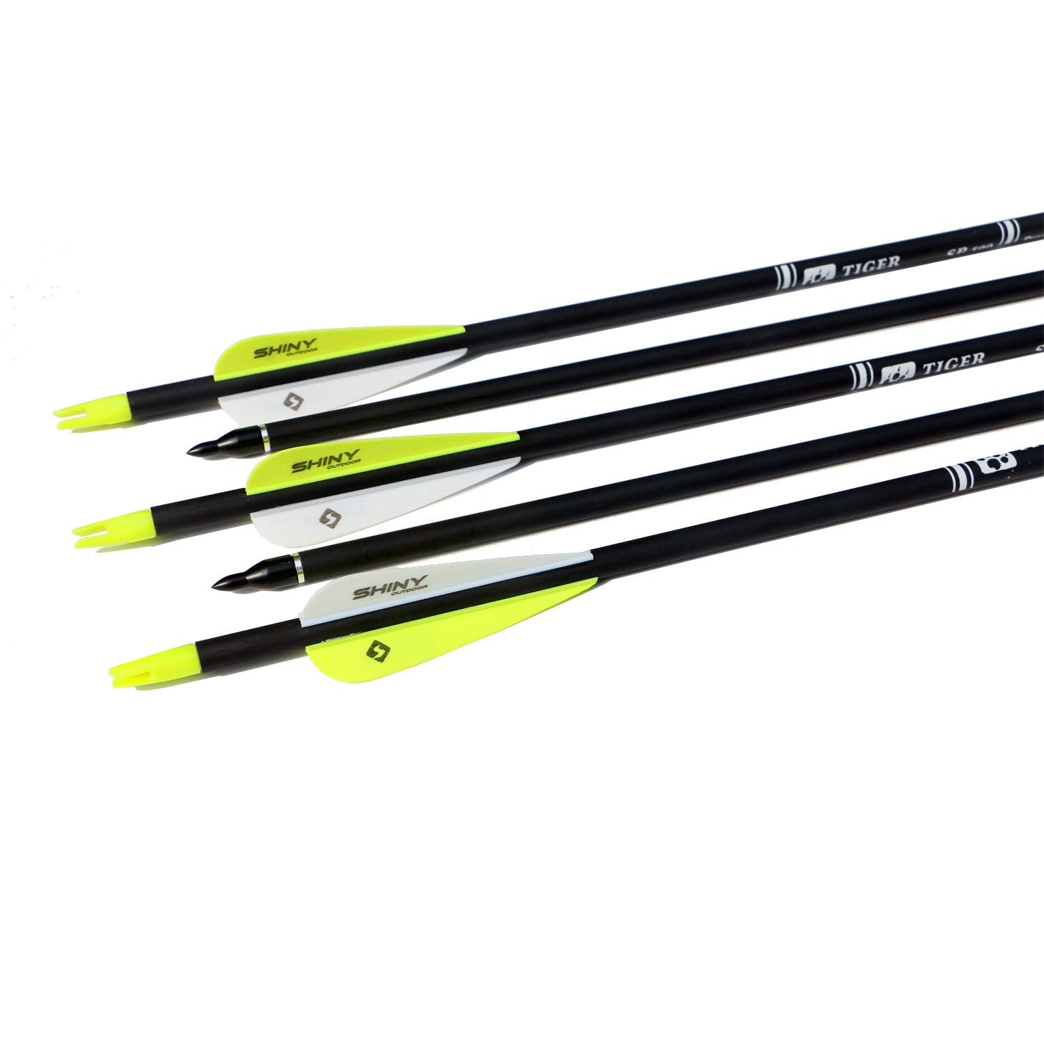 Tiger Archery 30Inch Carbon Arrow Practice Hunting Arrows With Removable Tips For Compound & Recurve Bow(Pack Of 12) (Yellow Whi