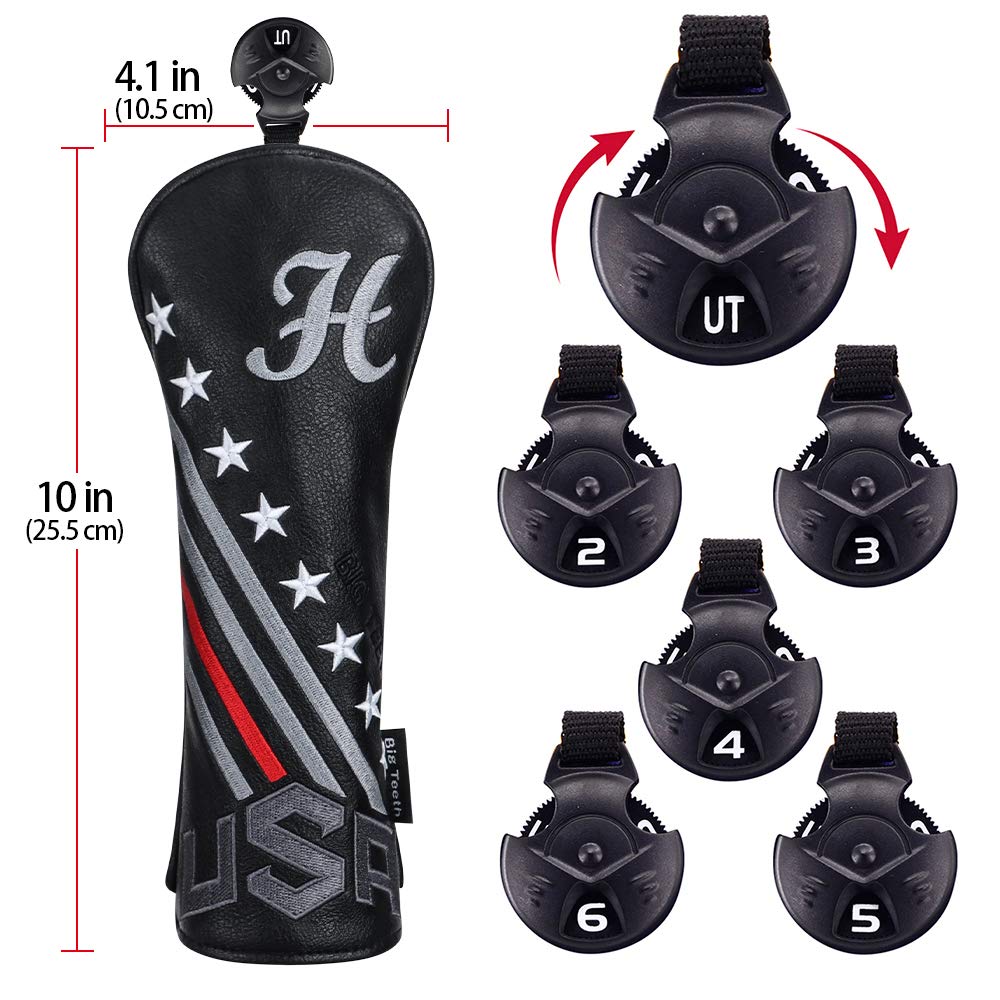 Big Teeth Golf Head Covers Driver Hybrid Fairway Usa Stripe And Star Golf Accessories (Hybrid Cover)