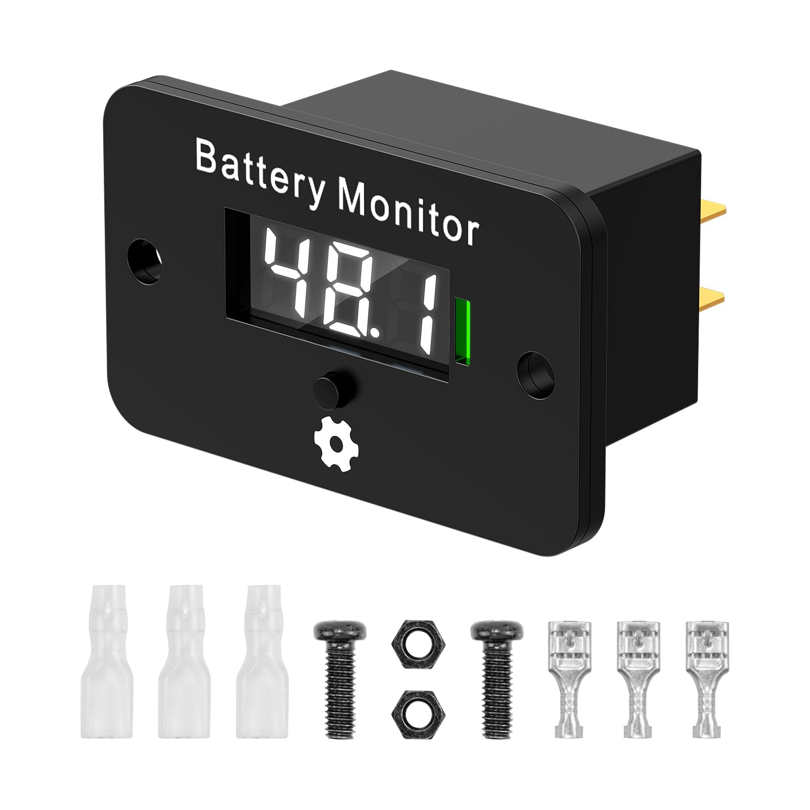 JDIAG BM280 Digital Battery Gauge for 12V-72V Lithium & Acid Batteries, Waterproof LCD Display Battery Capacity Voltage Monitor 